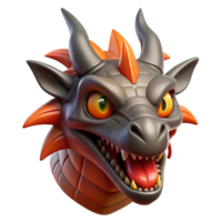 exceptional classic Hyper-specific concept art style, isolated cutout of a mythical dragon head with fiery eyes with Transparent Background refined png