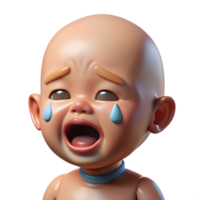 extraordinary whimsical traditional Photorealistic, ultra-detailed professional render of a crying baby with tears streaming down its face Isolated cutout with Transparent Background high quality png