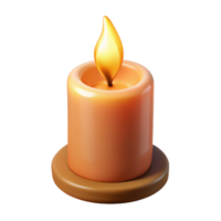 magnificent rustic Photorealistic, isolated cutout of a burning candle with a flickering flame with Transparent Background Focus on the candle itself, no surrounding glow or light effects flawless png
