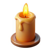 fascinating artistic Photorealistic, isolated cutout of a burning candle with a flickering flame with Transparent Background Focus on the candle itself, no surrounding glow or light effects refined png