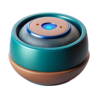 pristine distinguished Hyper-specific, concept art style isolated cutout of a levitating smart speaker, voice assistant technology with Transparent Background png