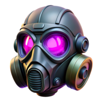 mysterious sumptuous Isolated cutout of a photorealistic, ultra-detailed, professional render of a single cyberpunk respirator mask with LED accents with Transparent Background top-tier png