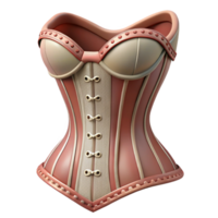 dazzling reflective rustic Professional render of a vintage corset with lace detailing, isolated cutout, hyper-specific with Transparent Background 8K png