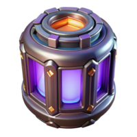 elegant organic Photorealistic, ultra-detailed, isolated cutout, professional render of a single cyberpunk energy cell with glowing core with Transparent Background exclusive png
