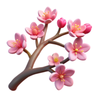 dynamic extraordinary Tree branch with cherry blossoms with Transparent Background Branch and blossoms are considered a single entity flawless png