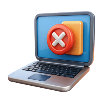 memorável tropical computador portátil exibindo erro mensagem com transparente fundo habilmente tiro png