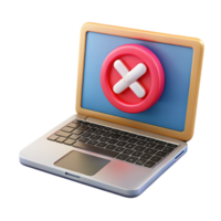 serene memorable Laptop displaying error message with Transparent Background png