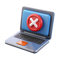 majestic melancholic baroque Laptop displaying error message with Transparent Background studio quality png