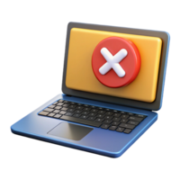 alegre glorioso computador portátil exibindo erro mensagem com transparente fundo galeria padrão png