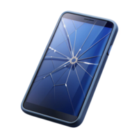serene exemplary Smartphone showing broken screen with spiderweb cracks with Transparent Background png