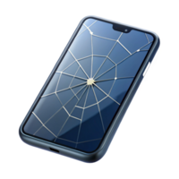 gorgeous organic Smartphone showing broken screen with spiderweb cracks with Transparent Background artisan png