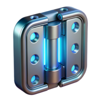nostalgic beautiful Concept art style, isolated cutout of a futuristic, chrome-plated, bioluminescent door hinge with Transparent Background luxury png