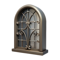 elegant impressionist Hyper-specific professional render of a single, hand-forged, wrought iron window grill Isolated cutout with Transparent Background genuine png