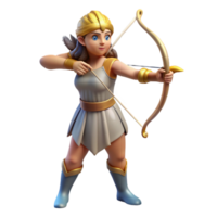 immaculate signature Artemis, goddess of the hunt, with a bow and arrow with Transparent Background png