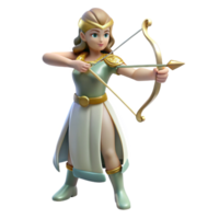 inspired vintage Artemis, goddess of the hunt, with a bow and arrow with Transparent Background gallery standard png