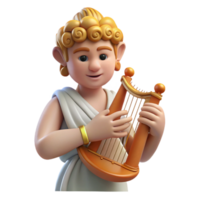 whimsical fascinating Apollo, god of music and poetry, playing a lyre with Transparent Background elite png