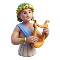 playful fascinating Apollo, god of music and poetry, playing a lyre with Transparent Background professional png