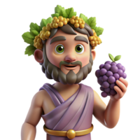 unparalleled art deco Dionysus, god of wine, holding a grapevine with Transparent Background luxury png