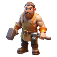 magnificent unparalleled Hephaestus, god of the forge, holding a hammer with Transparent Background png