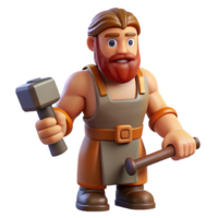 quintessential artistic Hephaestus, god of the forge, holding a hammer with Transparent Background gallery standard png