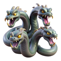 majestic art deco Hydra, multi-headed serpent with Transparent Background 4K png