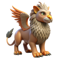 serene coastal Griffin, eagle-lion hybrid creature with Transparent Background studio quality png