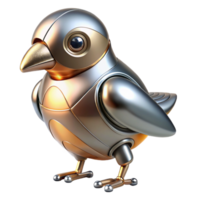 striking energetic gothic Hyper-specific, ultra-detailed, concept art, isolated cutout of a futuristic, sleek, silver and gold robotic bird with Transparent Background 8K png