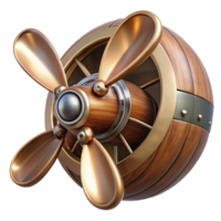 magnificent sought-after Steampunk airship propeller made of polished wood and copper with Transparent Background png