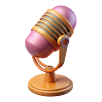 procurados renascimento conceito arte estilo, isolado Cortar fora do uma vintage microfone com uma fio ficar de pé com transparente fundo habilmente tiro png