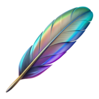 intense vibrant Hyper-specific, photorealistic, isolated cutout of a single, iridescent hummingbird feather with Transparent Background top-tier png