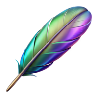 hypnotic unparalleled Hyper-specific, photorealistic, isolated cutout of a single, iridescent hummingbird feather with Transparent Background png