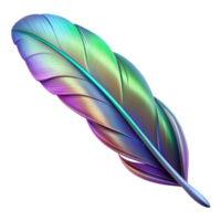 hypnotic coveted Hyper-specific, photorealistic, isolated cutout of a single, iridescent hummingbird feather with Transparent Background png