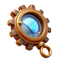 immaculate standout Steampunk monocle with a gear-shaped frame with Transparent Background png
