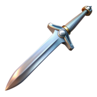 melancholic glorious A single, gleaming silver longsword, ornate hilt with Transparent Background artisan png