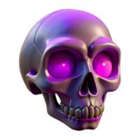 extraordinary retro Ultra-detailed, photorealistic isolated cutout of a single, decaying skull with glowing purple eyes, professional render with Transparent Background sharp png