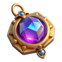 stunning timeless A magical amulet, glowing gem, intricate setting with Transparent Background png