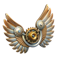 dynamic extraordinary Steampunk wings crafted from gears, springs, and metal feathers with Transparent Background crisp png