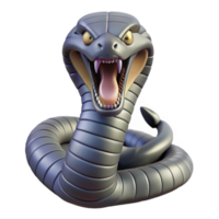 fascinating rustic Hyper-specific concept art style isolated cutout of a professional render of a single, coiled king cobra with hood flared, fangs bared with Transparent Background impeccable png
