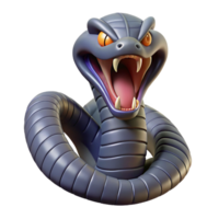 iconic nordic Hyper-specific concept art style isolated cutout of a professional render of a single, coiled king cobra with hood flared, fangs bared with Transparent Background sharp png