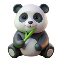 joyful exquisite Concept art style, hyper-specific isolated cutout of a professional render of a single giant panda chewing bamboo with Transparent Background detailed png