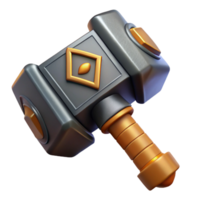 majestic timeless Concept art style, hyper-specific professional render of an isolated cutout, dwarf blacksmith's hammer with intricate runes with Transparent Background png