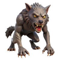 playful breathtaking A snarling werewolf, sharp claws, fur bristling with Transparent Background refined png