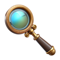 intense dramatic Steampunk magnifying glass with ornate brass handle with Transparent Background professional png
