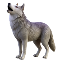 immaculate whimsical creative Isolated cutout, ultra-detailed photorealistic professional render of a single grey wolf howling, head tilted back with Transparent Background impeccable png