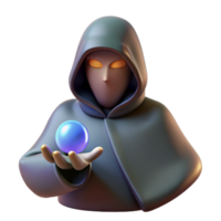 magnificent remarkable A mysterious hooded figure, holding a glowing orb with Transparent Background png