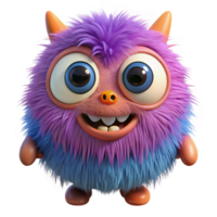 fascinating exceptional A cute, fluffy monster, big eyes, playful pose with Transparent Background png