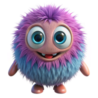 joyful splendid A cute, fluffy monster, big eyes, playful pose with Transparent Background high resolution png
