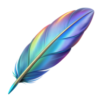 majestic playful elegant A single, glowing feather, iridescent colors with Transparent Background high resolution png