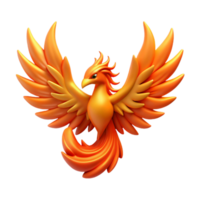 playful mesmerizing A stylized phoenix, fiery wings, rising from ashes ashes not shown with Transparent Background studio quality png