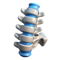 immaculate artistic Concept art style, hyper-specific render of a biomechanical spine segment with hydraulics, isolated cutout with Transparent Background perfect clarity png